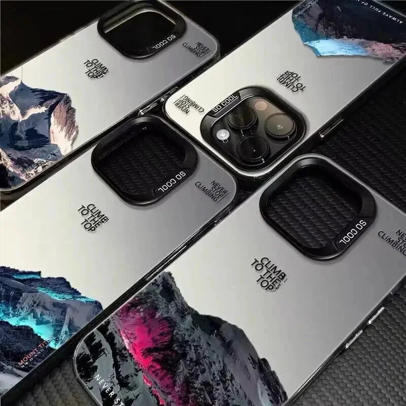 Phone Case For IPhone 16 15 14 13 12 11 Pro XS Max X XR 7 8 Plus Snow Mountain Landscape Sunset Plating Matte Hard Cover Funda