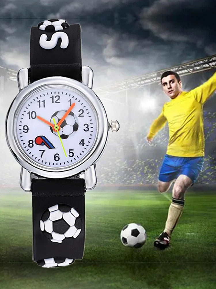 Cute Football Cartoon Kids Watches Soccer Children's Quartz Watch Soft Silicone Watchband Creative Boys Girls Watch Gift Clock