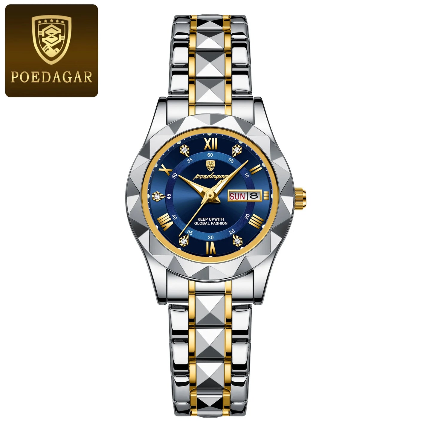 POEDAGAR Luxury Elegant Women Watch Luminous Waterproof Week Date Woman Wristwatch Stainless Steel Quartz Fashion Ladies Watches