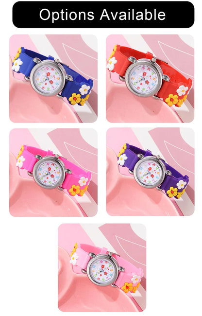 New Kids Watches Cartoon Watches Pink Silicone Quartz Wristwatch Birthday Gift Girl Boy Children Study Time Girl Watch Reloj