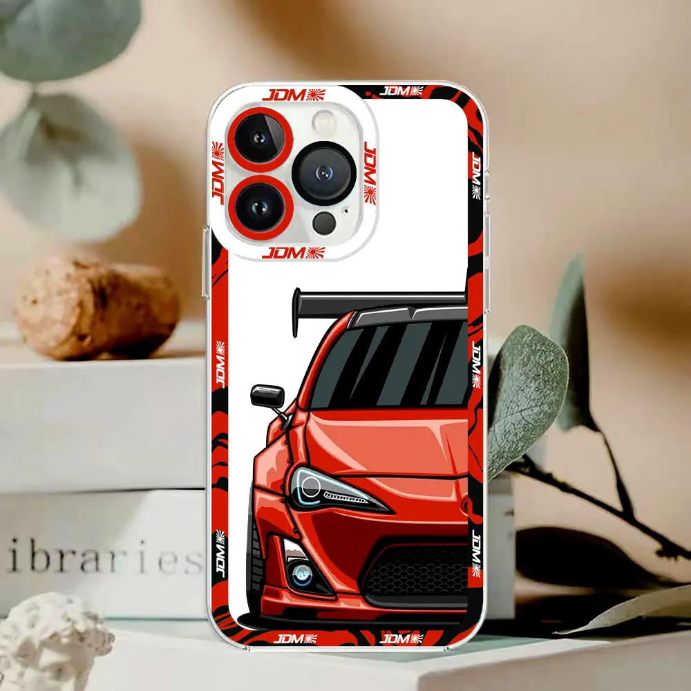 Sports Car Tokyo JDM Drift Angel Eyes Clear Soft Silicone Case For iPhone Apple 15 14 12 13 11 16 8 7 SE Plus X XR XS Max Case