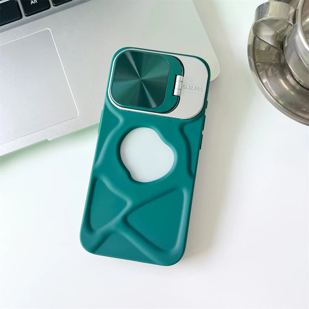 Fashion Logo Hole Magnetic Case for iPhone 11 12 13 14 15 16 Pro Max Plus Lens Protection Flip Stand Magsafe Silicone Soft Cover