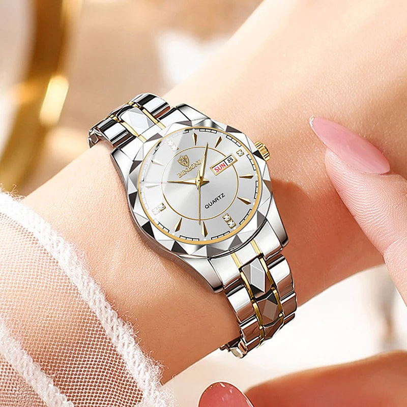 BINBONG Women Watches Luxury Fashion Ladies Quartz Watch Waterproof Luminous Date Stainless Wristwatch Girlfriend Lovers Gift