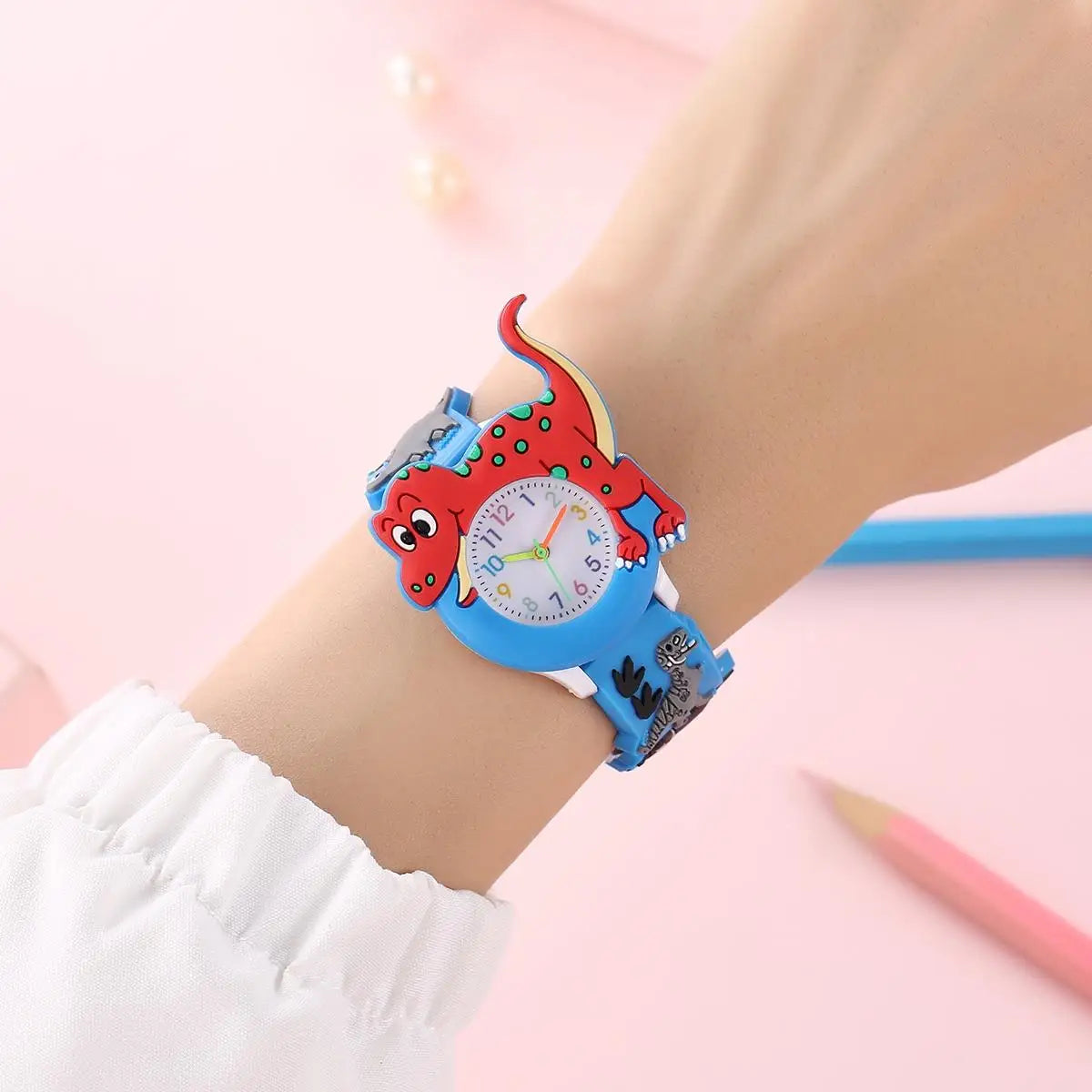 Cute cartoon 3D dinosaur Tyrannosaurus Rex silicone strap children's watch Kids Student Watch