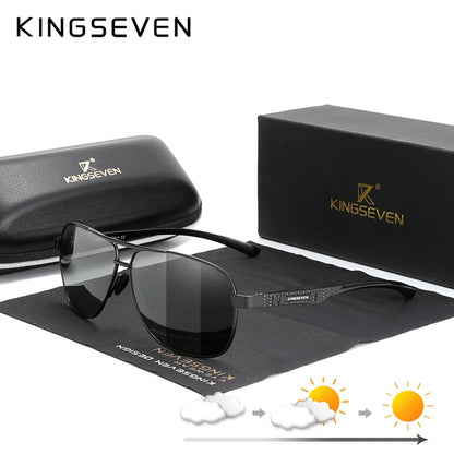 KINGSEVEN Polarized Aluminum Sunglasses Men UV400 HD Lens Pilot Eye Protection Photochromic Glasses Women Night Vision Eyewear