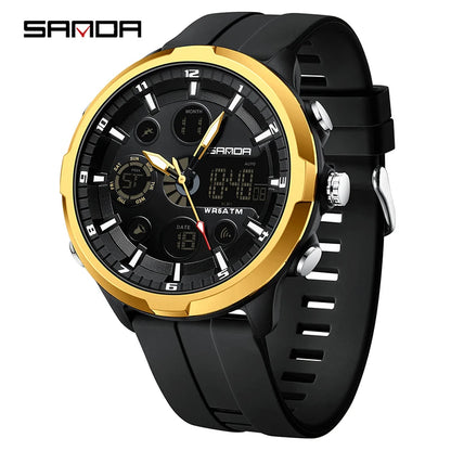 SANDA Top Brand G Style Men Watches 50M Waterproof Sports Military Quartz Watch For Male Double Display Digital Wristwatch Clock