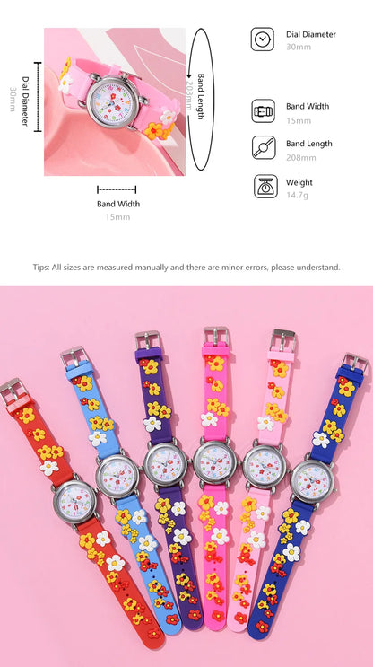 New Kids Watches Cartoon Watches Pink Silicone Quartz Wristwatch Birthday Gift Girl Boy Children Study Time Girl Watch Reloj