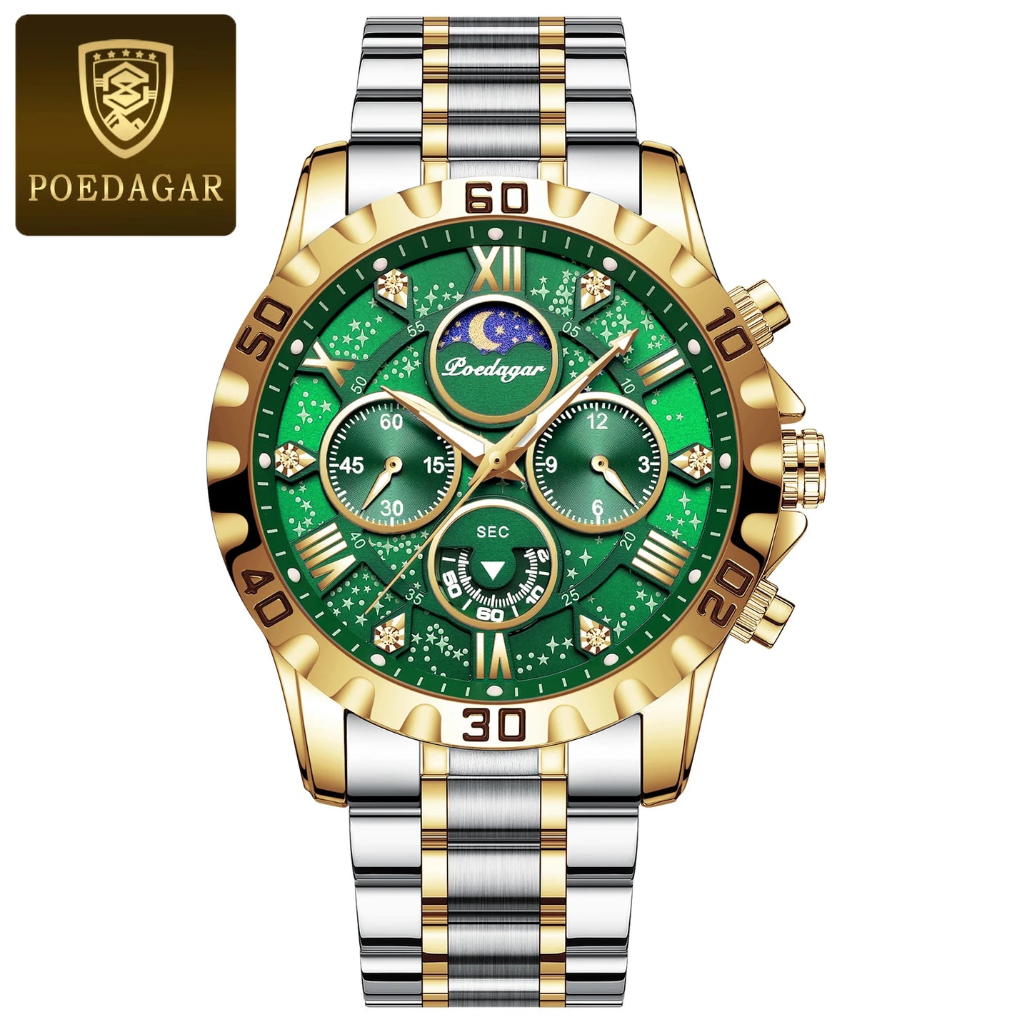 POEDAGAR Luxury Watch for Man Quartz Sports Men Watch Waterproof Luminous Stainless Steel Chronograph Men's Watches Clock Reloj