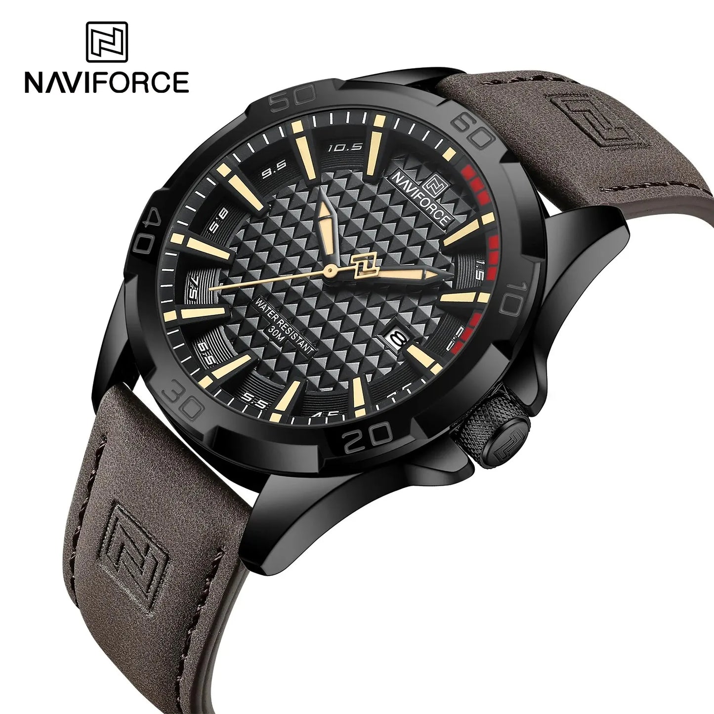 NAVIFORCE Men Casual Sport Military Quartz Calendar Wrist Watch for Man Business Leather Waterproof Male Clock Relogio Masculino