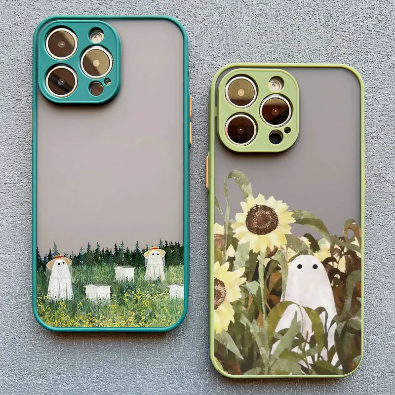 Cute Ghost Phone Case For iPhone 16 15 14 Plus 13 12 11 Pro Max Mini XS X XR SE2020 7 8 Plus Shockproof Back Cover Fundas Capa