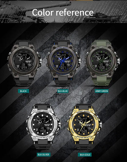 SANDA G Style Men Digital Watch Military Sports Watches Dual Display Waterproof Electronic Wristwatch Relogio Masculino 739