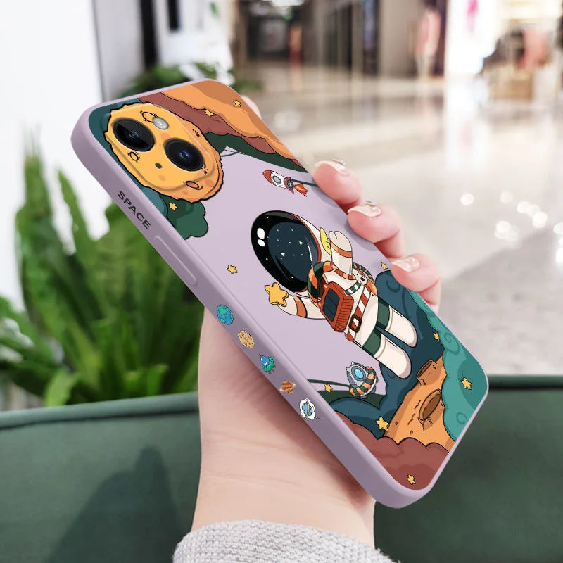 Hello Astronaut Phone Case For iPhone 16 15 14 13 12 11 Pro Max Mini X XR XS Plus Cover