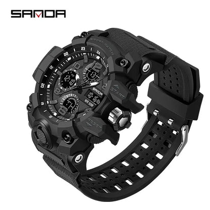 SANDA G Style Sports Military Men's Watches Waterproof Dual Display Quartz Wristwatch For Male Clock Stopwatch Relogios Masculin