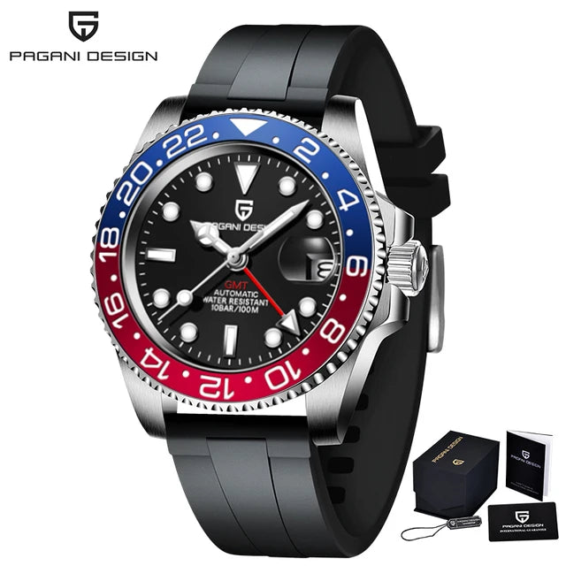 PAGANI DESIGN 40MM Ceramic GMT Automatic Watch Men's Mechanical Watch Sapphire Glass 100m Waterproof Men's Mechanical Watch