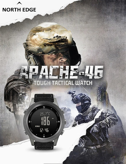 NORTH EDGE APACHE-46 Men Digital Watch Outdoor Sports Running Swimming Outdoor Sport Watches Altimeter Barometer Compass WR50M