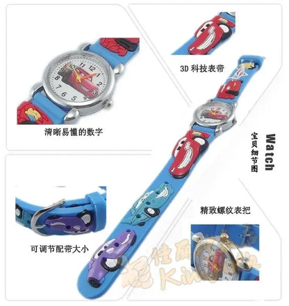 Disney Lightning McQueen animation cartoon cute children's electronic watch creative personality kawaii 3d racing watch toy gift