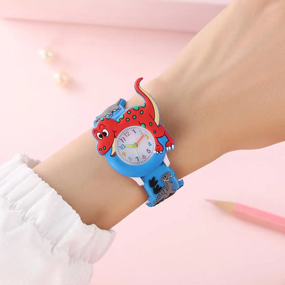 Cute cartoon 3D dinosaur Tyrannosaurus Rex silicone strap children's watch Kids Student Watch