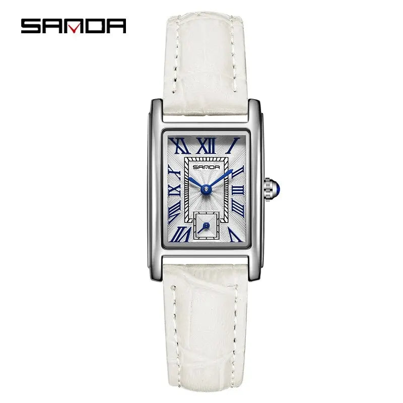 SANDA 1116 New Fashion 2024 Elegant Design Rectangle Dial Water Resistant Quartz Movement Business Women Analog Wrist Watch